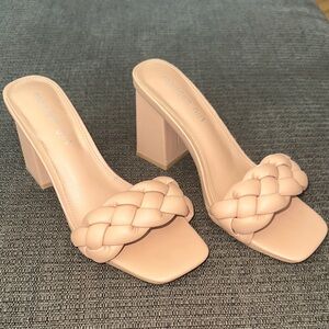 Madden Girl Nude Braided Block sandals